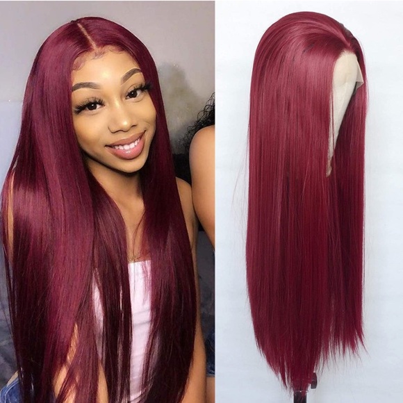 22” DEEP RED STRAIGHT LACE FRONT WIG💫